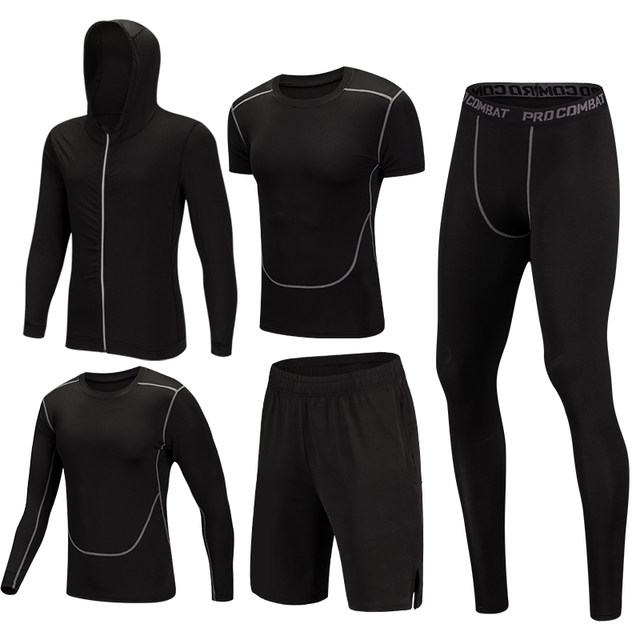 Fitness clothing suit men's running sports tights basketball training clothes compression clothing tights gym