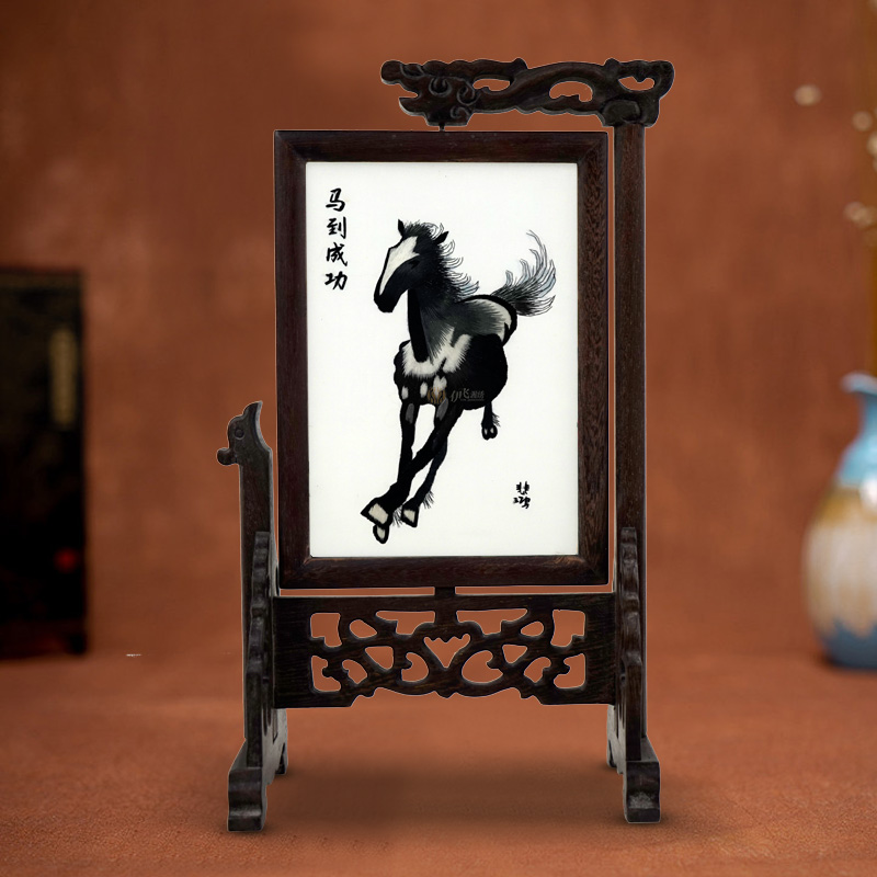 Ifei Xiang embroidered pure handmade embroidery home living room book room desktop swing piece double-sided embroidered Chinese wind featured gift-Taobao