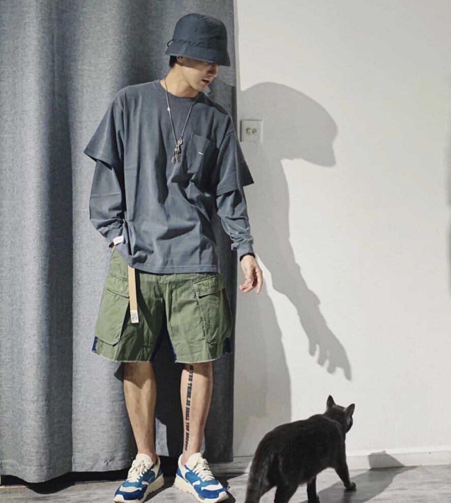 Spot DESCENDANT HEADS LAYERD TEE fake two-piece pocket long-sleeved T-shirt 19AW