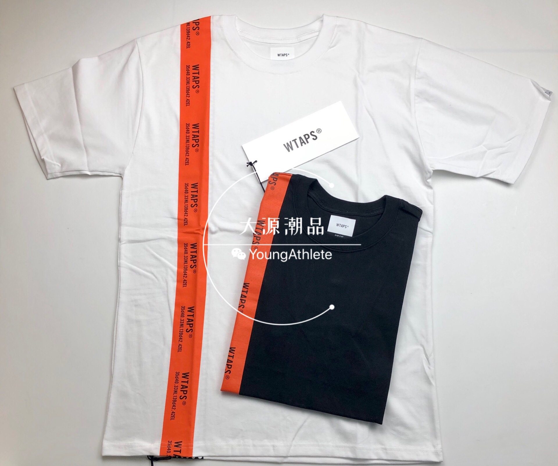 Spot WTAPS SQUAT SPOT qualified side orange printed round collar short sleeve T-shirt 18AW