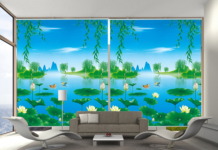 Special offer custom bedroom living room full shading insulation shading landscape landscape painting up and down zipper roller blinds