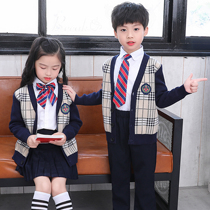 Kindergarten garden pure cotton sweater suit elementary school uniform boys and girls uniform English wind fall and winter three pieces
