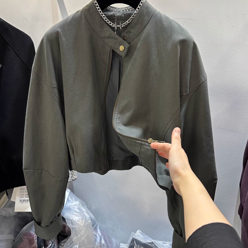 High-End European Goods 2025 Autumn New Loose Casual Tencel Zipper Jacket Short Versatile Jacket Top for Women