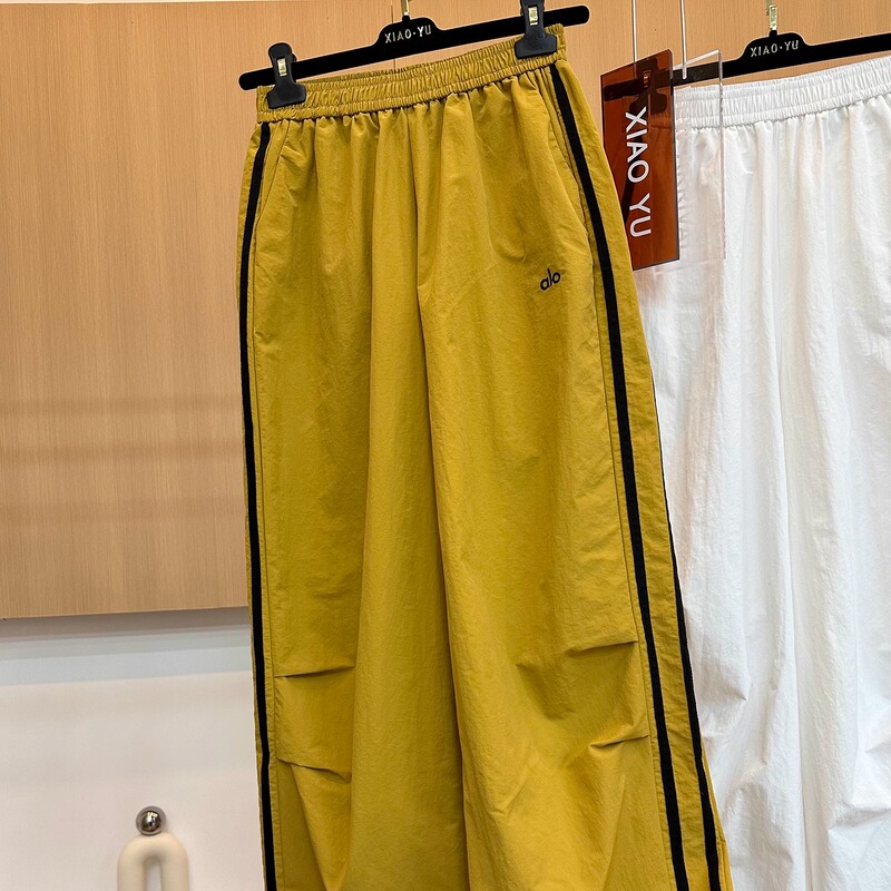 High-End European Summer New Style Letter Embroidery Quick-Drying Casual Sports Pants High-Waisted Slimming Straight-Leg Jogger Wide-Leg Pants for Women