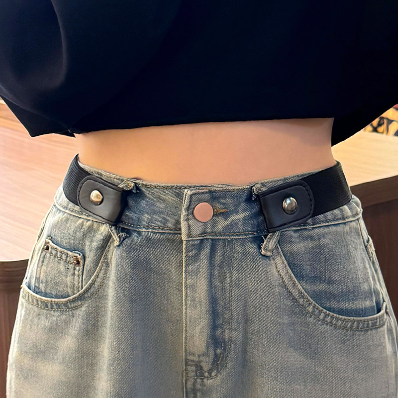 怠け者のためのベルト、目立たずシームレスなズボンベルト、男女兼用の伸縮性ウエストバンド、学生、軍事訓練、ジーンズに適しています。