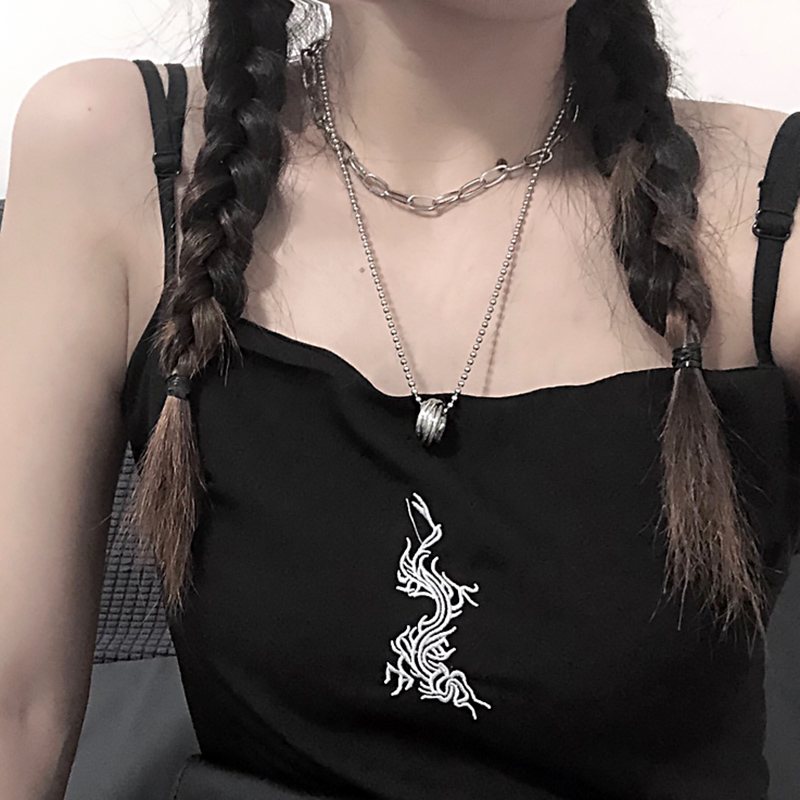 2020 new necklace female choker tide Net red ins cold wind double-layer folding sweater refining niche design sense