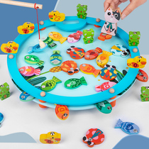 Wooden magnetic fishing toys childrens early education two-year-old baby educational toys boys and girls one-year-old gift 2-3 years old