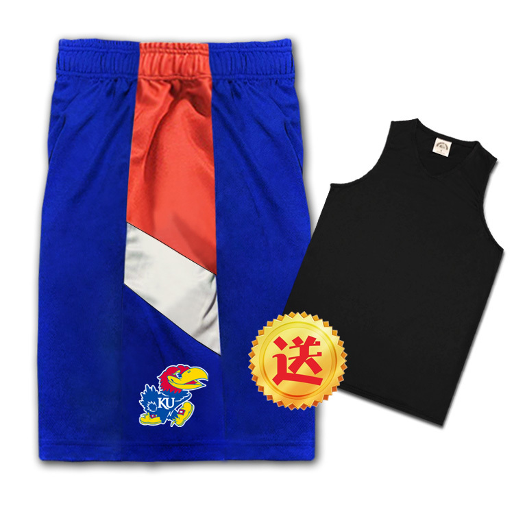 Ncaa Kansas University Basketball Shorts Wiggins Shooting Training Game Running Fitness Quick-Drying Breathable Shorts