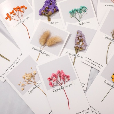 Exquisite small card diy dry flower real flower greeting card birthday greeting card creative simple writing vow card European style