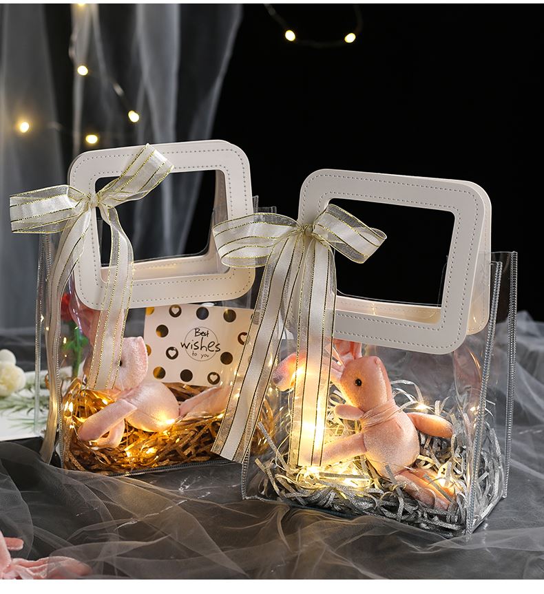 Companion gift box packaging ins net red wedding tote bag candy box wedding candy bag PVC transparent gift bag gift box