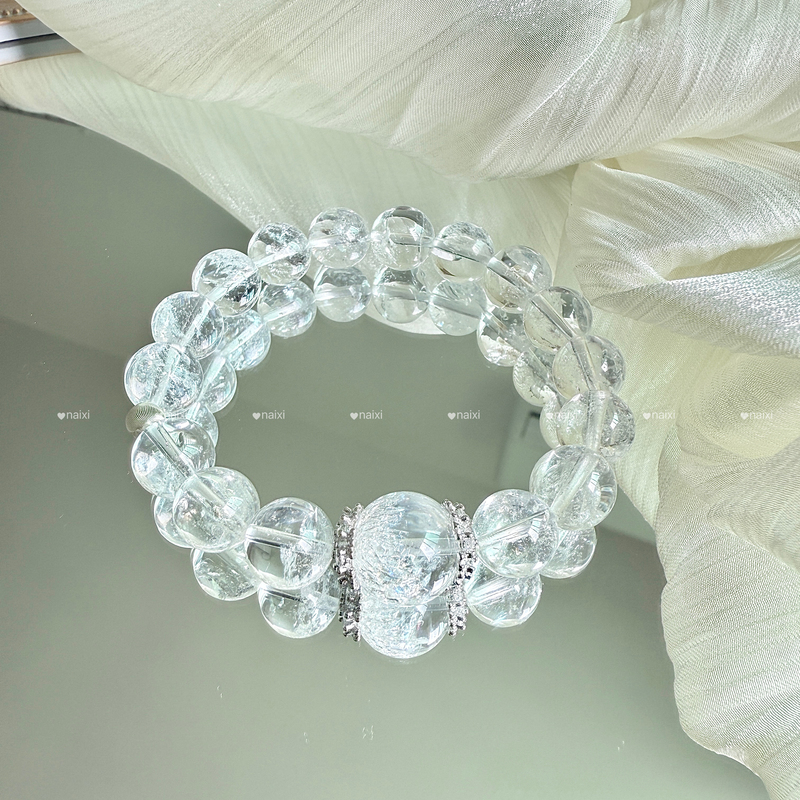 Original Design Natural Limurian White Crystal White Firework Super Seven Treasure Bowl Bracelet Jewelry Bracelet for Girls