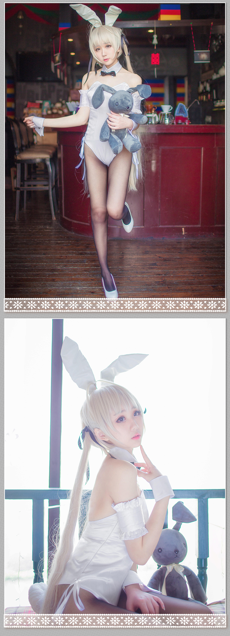 [三 町 目] Chị Bunny cô gái cos cạnh trống bộ đồ anime hầu gái azur lane cosplay