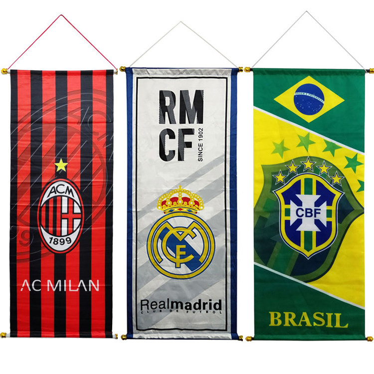Football 2022 Qatar World Cup Supplies Real Madrid Barcelona AC Milan Bar Poster Team Flag Hanging Flag Decoration