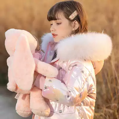 Girls thick down jacket children 2021 winter clothes New Baby Baby foreign school female big child long version coat tide