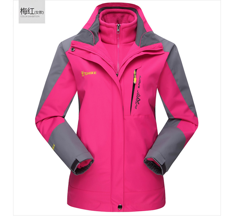 2016 mùa thu và mùa đông ngoài trời áo khoác nam ba-trong-một hai mảnh nữ windproof không ướt thở dày đi bộ đường dài quần áo bên ngoài