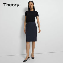 [Good Wood] Theory Women's Wool Blend High Waist Slim Fit Skirt J0701303