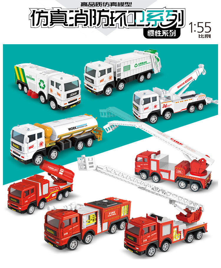 惯性消防车清洁车垃圾车滑行模型儿童宝宝男孩玩具圣诞节生日礼物详情1