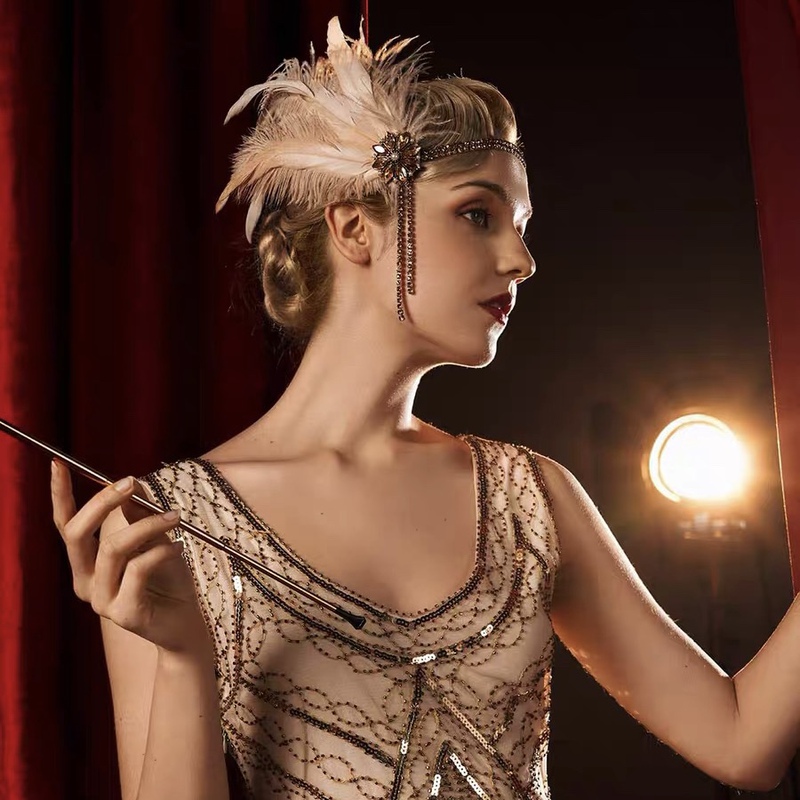 1920S Retro Party Great Gatsby Headpiece Rhinestone Feather Headband Masquerade Accessories Performance