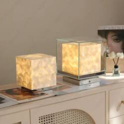 Jiyutang Andaz Hotel Designer Mica Table Lamp, Bedroom Bedside French Restaurant Rechargeable Portable Cozy