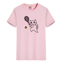 Quick-drying tennis clothing for men and women short-sleeved quick-drying customized T-shirt training jersey cartoon cat printing breathable