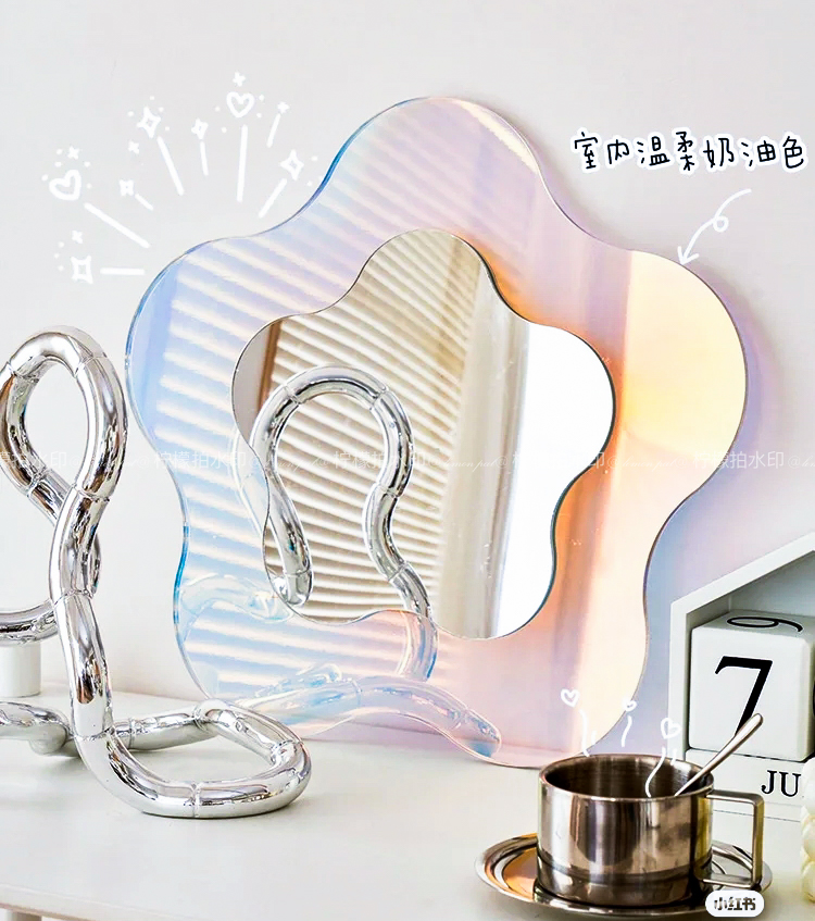 Fancy Flowers Mirror Ins Wind Mesh Red Home Room Decoration Painting Photo Prop Swing Pieces Card Point Living Room