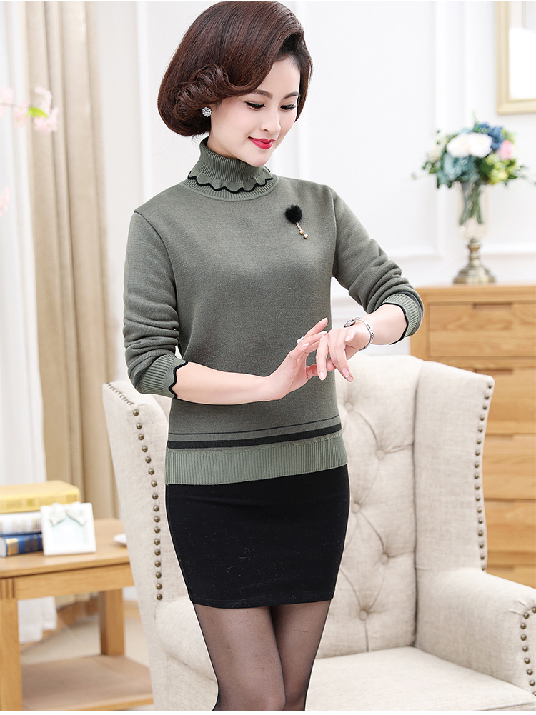 Thời trang nữ trung niên và già cộng với đồ lót nhiệt nhung dày Nữ cao trung cổ có thể mặc áo khoác đơn áo giữ nhiệt nam thể thao