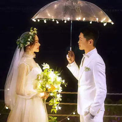 Location transparent umbrella shooting props Light umbrella Travel night scene light bead umbrella LED light umbrella Wedding photography photography props