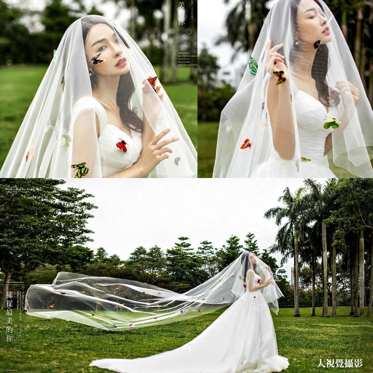 Photo gallery super sen sen series styling veil bride butterfly mesh wedding dress photography props bridal wedding photo decoration