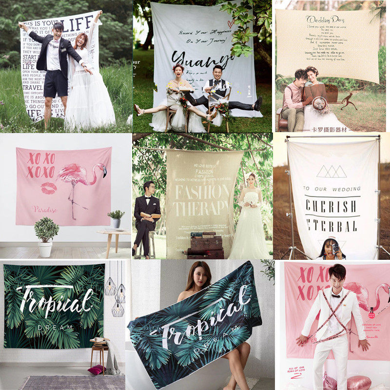 Background hanging cloth location tour creative English background cloth sample shooting photo studio new wedding photography props