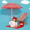 Photo studio Travel red, white, blue and white stripes Seaside beach chairs Location photos Wedding photography props Oversized umbrellas