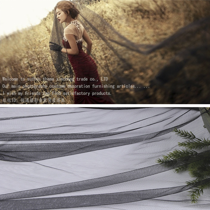 Bride wedding dresses head yarn long version vegan nude yarn nude photo gallery photography photo props Korean style black yarn fine yarn soft yarn