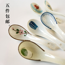 Nishida Muyu hand-painted ceramic spoon spoon Japanese ceramic spoon egg cup Spoon soup spoon rice spoon home
