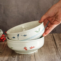 Nishida Muyu small goldfish edge guard bowl Japanese ceramic household rice bowl multi-use Bowl soup bowl ramen bowl