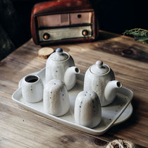 Nishida Muyu ceramic seasoning bottle combination set powder sauce vinegar oil pot toothpick salt bottle Pepper bottle kitchen supplies