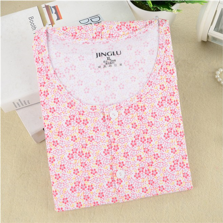 Bộ đồ ngủ trung niên cotton dài tay cho nữ mùa xuân và mùa thu cardigan mỏng quần áo mùa thu mẹ cotton mở áo dịch vụ mùa hè đồ bộ mặc nhà cao cấp