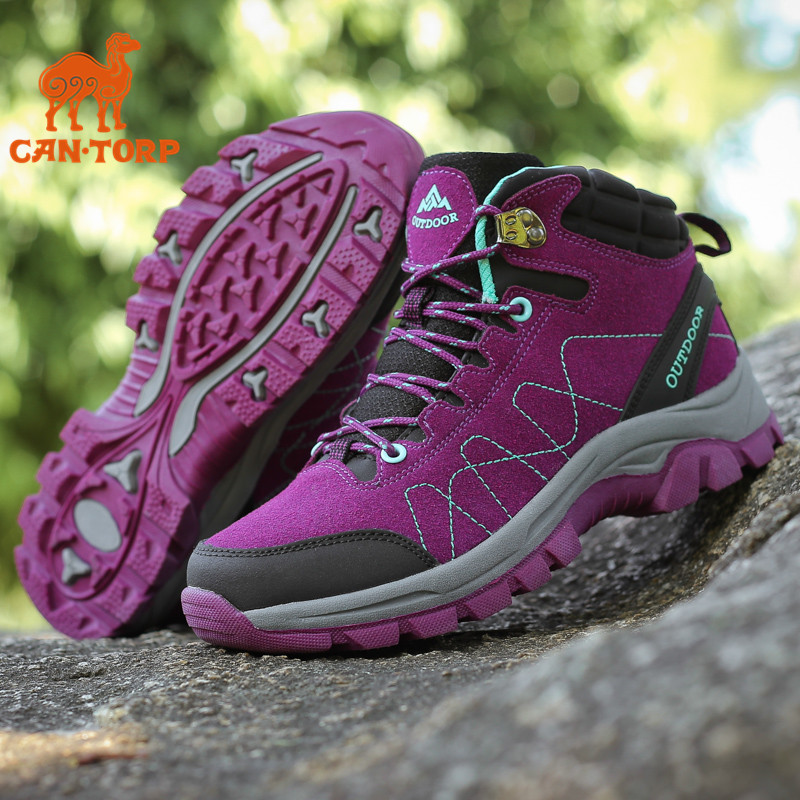 CANTORP autumn and winter outdoor couple waterproof non-slip hiking shoes women high tube warm plus velvet men's hiking sneakers