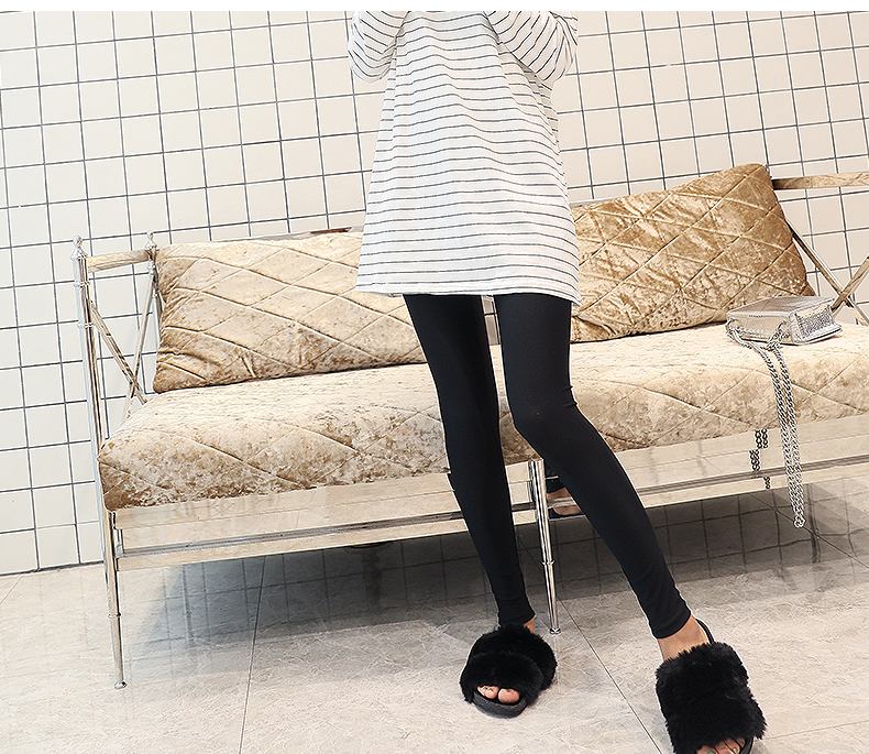 Băng lụa kẻ sọc xà cạp của phụ nữ phần mỏng mùa hè eo cao stretch Slim kích thước lớn cộng với phân bón chín điểm quần mặc feet quần đồ nữ đẹp