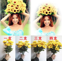 Photo-building photo props hand in hand to simulate sunflower 7 head sunflowers home decoration flowers 3 5