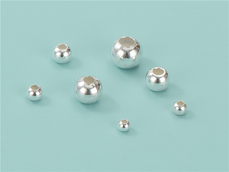 s925 sterling silver beads, loose beads, round beads, smooth beads, handcrafted diy braiding rope rings, bracelets, necklaces, accessories manufacturer wholesale pic 28