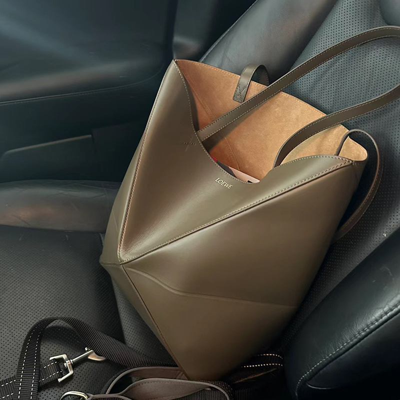 Puzzle Foldable Bag, Transformable Geometric Bucket Bag, Genuine Leather Women's Bag, Large Capacity Tote Bag, Single Shoulder Crossbody Bag for Women