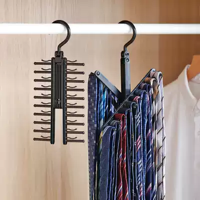 Japan KM deformable tie storage hanger belt belt belt silk scarf multi-layer storage artifact finishing rack 20 clips