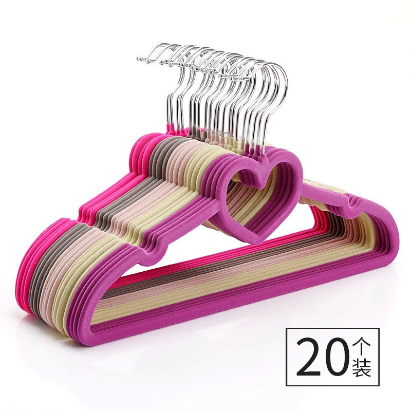 Japanese thick love flocking hangers non-slip wardrobe storage clothes rack hangers suede home