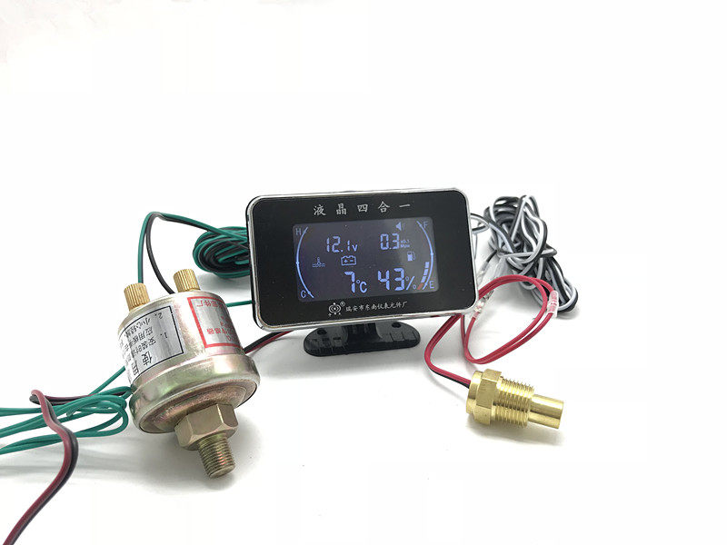Car truck modified LCD four-in-one oil pressure gauge voltage water temperature oil Volume One-piece meter 12v24v Universal