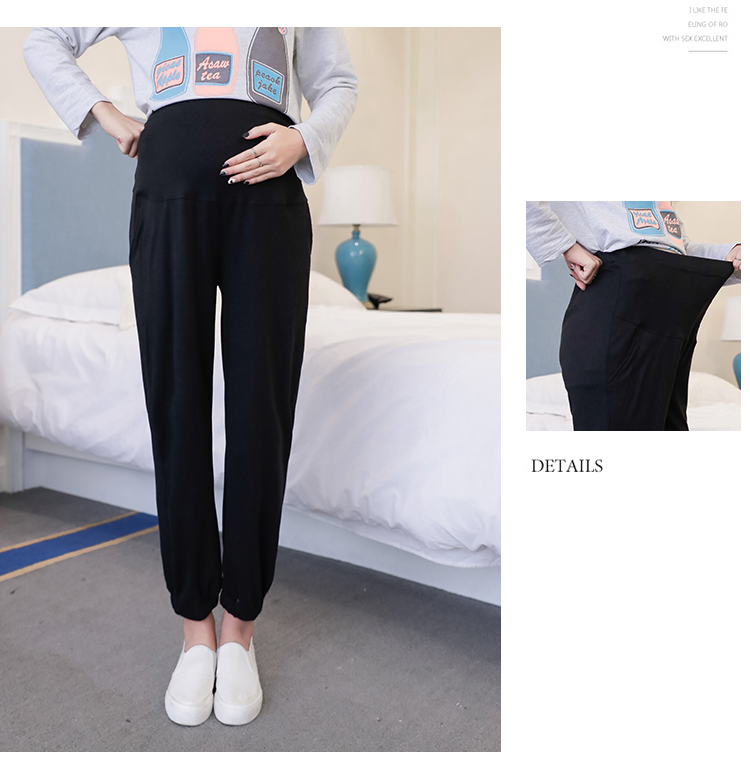 Cộng với phân bón XL cho bà bầu quần quần harem mùa xuân và mùa thu chất béo mm Phiên bản Hàn Quốc nâng bụng mặc lỏng lẻo mẹ 200 kg quần bầu cạp chéo