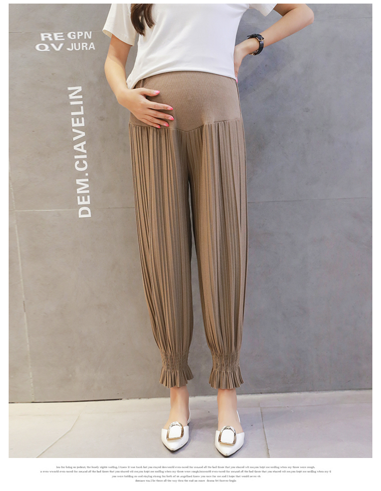 Mùa hè cộng với phân bón XL quần thai sản voan Harlan chín quần 200 kg dạ dày lift loose wide leg Lantern quần thủy triều