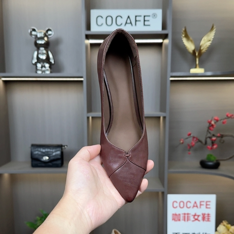 Cocafe Spring and Autumn New Elegant Chinese Style High Heels Soft Sole Soft Surface Matching Cheongsam Dress Pointed Toe Shallow Mouth Single Shoes