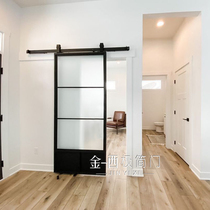 Extremely simple wind glass barn door Changsha custom hanging rail door moving door aluminum alloy retro minimalist modern sepally broken door