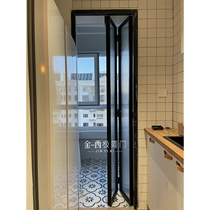 Long iridescent glass extremely narrow folding door washroom kitchen extremely minimalist glass door small space folding door