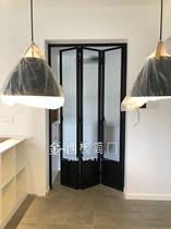 Golden One West Minimalist Door Retro Folding Door Aluminum Alloy Extremely Narrow Grid Glass Door Kitchen Bathroom Door Custom