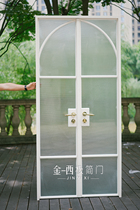 Retro French style white double open door cloister glass door balcony door book room door minimalist narrow door custom-made with key